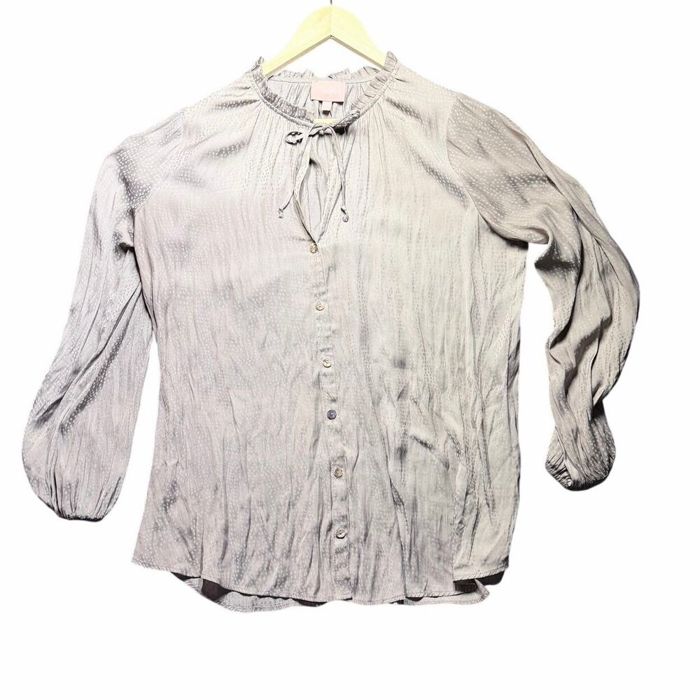 Show me your mumu greige satin dotted peasant blouse medium made in USA
